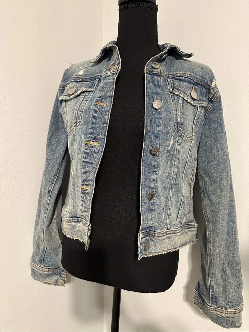 Zara Light Blue Distressed Denim Jacket